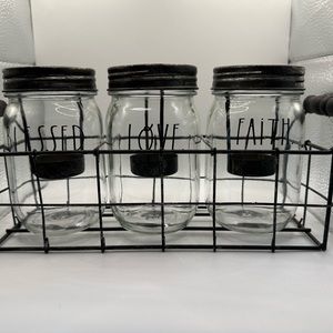 Rae Dunn Mason Jar Tealight Holders with Wire Basket
